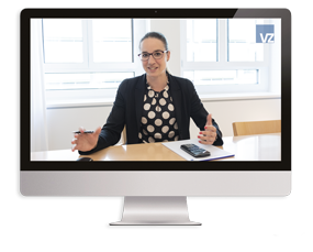 VZ-Beraterin im Video auf einem Computerbildschirm