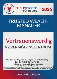 Trusted Wealth Manager 2026 – Auszeichnung für VZ VermögensZentrum